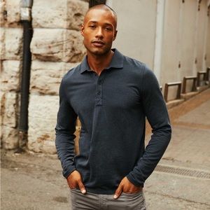 Billy Reid Long Sleeve Herringbone Polo NWT